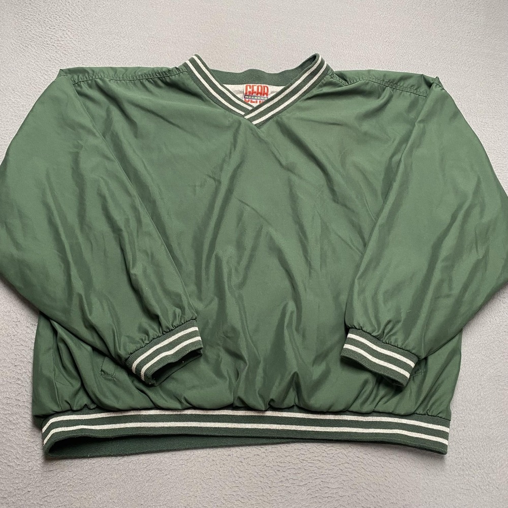 Vintage Gear Weekend Jacket Mens 2XL Green V Neck Pullover Windbreaker 90s